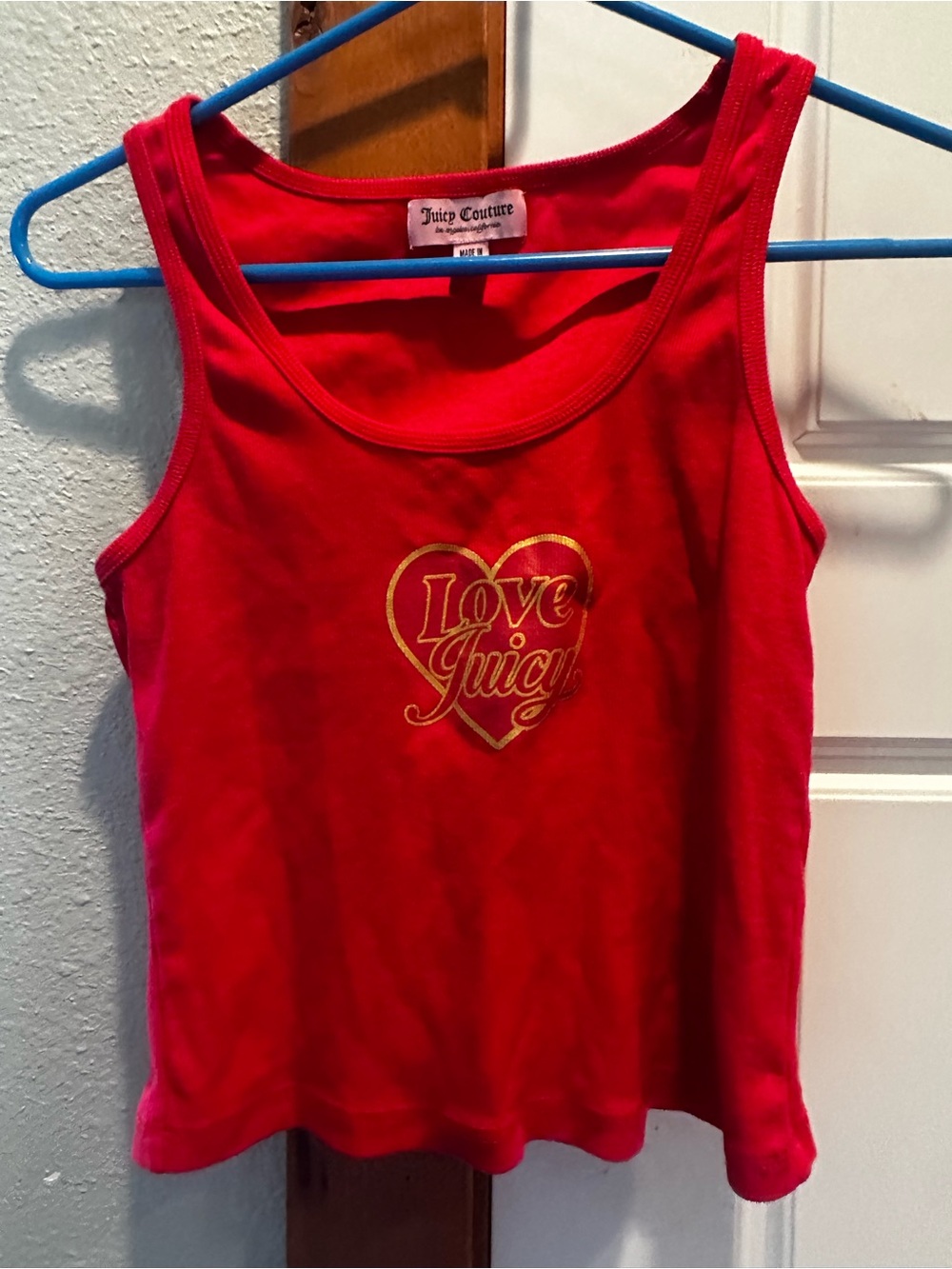 Juicy Couture Red Ribbed Tank Top with Pink Label